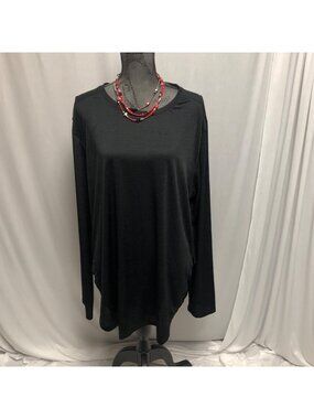 Mono B Sadie Shirt Womens Size 3X Black Ribbed Mesh Lightweight Stretchy Top NEW